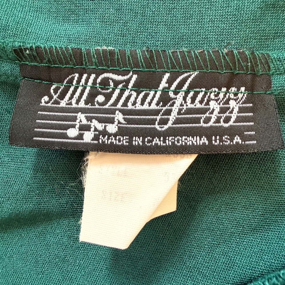 VTG 90s Grunge All That Jazz Green Crushed Velvet Long Sleeve Mini Dress S - Picture 3 of 9